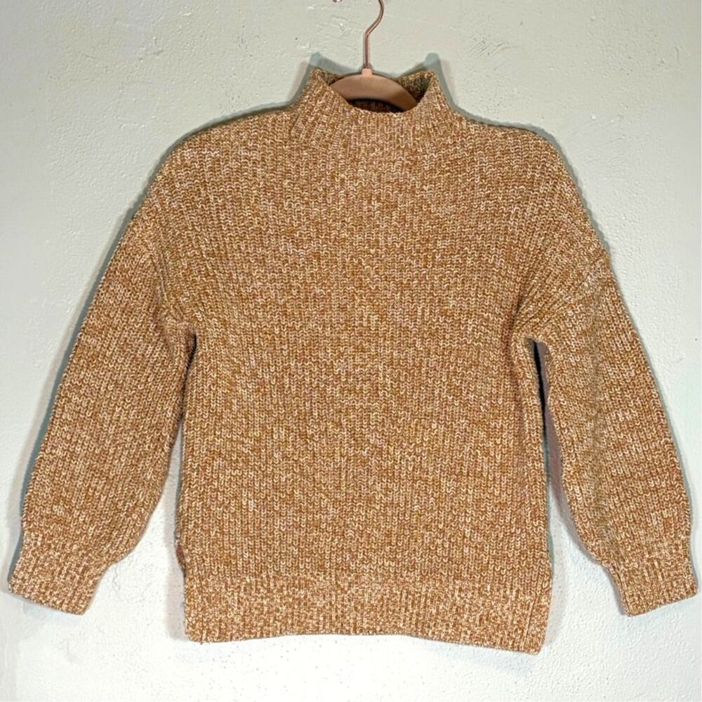 Cupcakes and‎ Cashmere XS Marled Mustard Yellow Cotton Mock Neck Knit Sweater